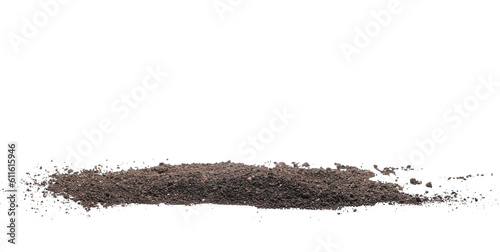 Behang Pile dirt, soil scattered isolated on white background, with clipping path