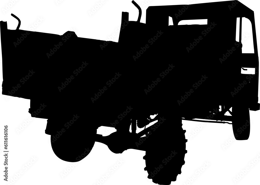 Truck vehicle silhouette, vector