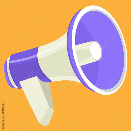 blue megaphone to amplify voice