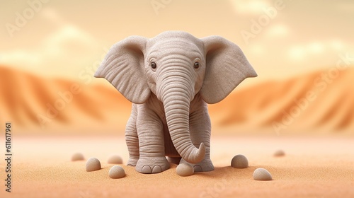 Elephant on background. 3d rendering. Generative AI