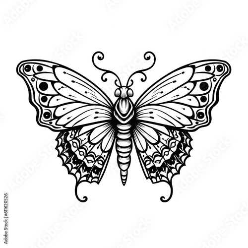 A drawing of a moth in black and white. Tattoo idea for a insect theme.