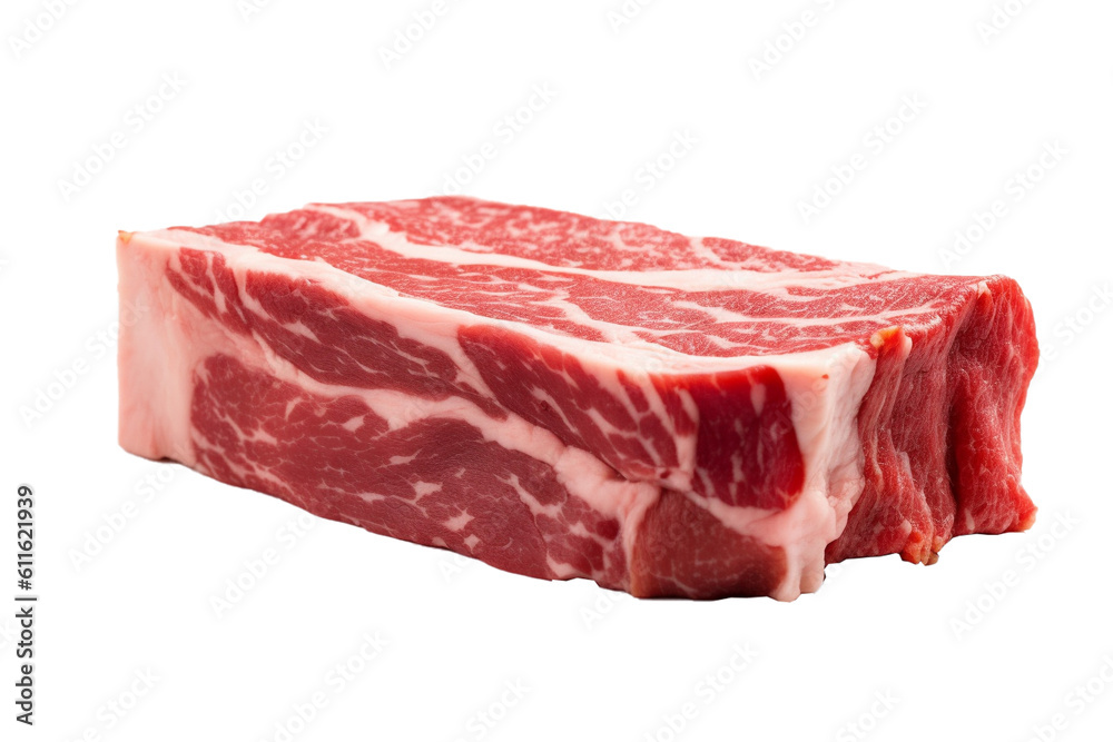 Meat slice isolated on transparent background, Generative AI