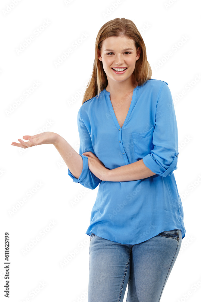 Teenager, girl in portrait and marketing with presentation and news isolated on transparent png background. Announcement, show and opportunity with young female ambassador and advertising brand Teenager, girl in portrait and marketing with presentation and news isolated on transparent png background. Announcement, show and opportunity with young female ambassador and advertising brand