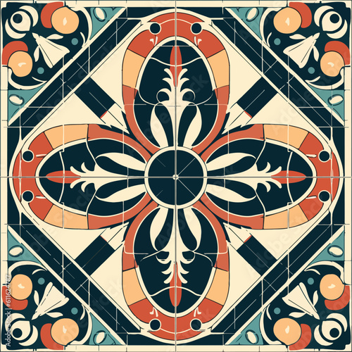 Ancient eometrical tile mosaic vector 