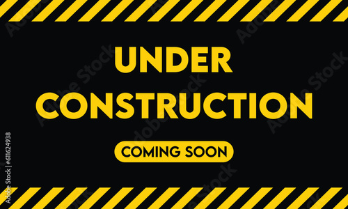Under construction coming soon black and yellow background design