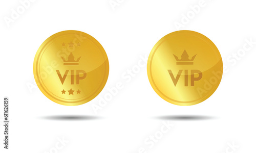 Gold vip icon set ,VIP gold badges for important person and special membership,vector illustration