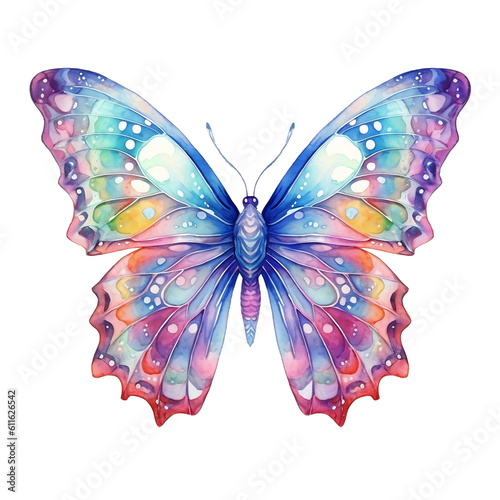 Rainbow Butterfly Watercolor Clipart  Pastel Butterfly Watercolor  Fantasy Butterfly Clipart  made with generative AI