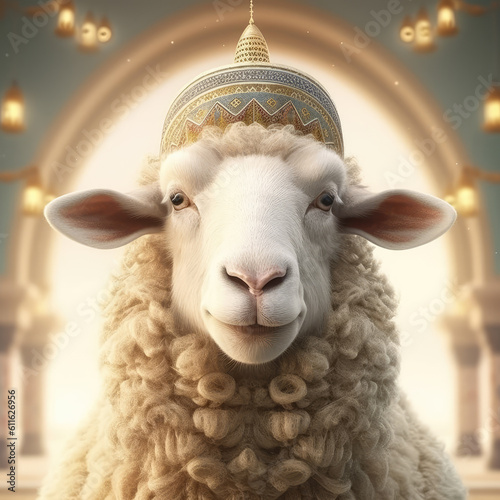 close up of a sheep in a field for eid aladha 