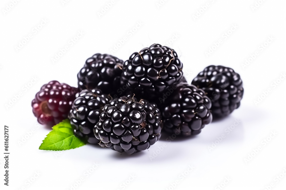 Blackberries white background