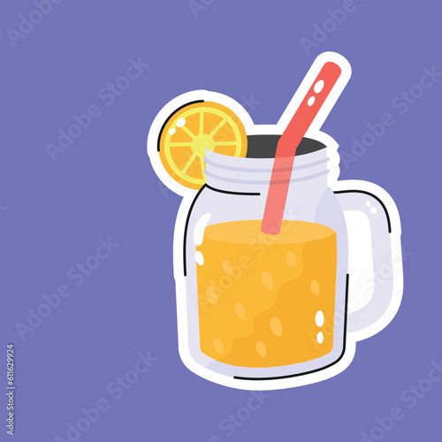 Grab this amazing hand drawn vector of orange juice in trendy style, fresh juice concept