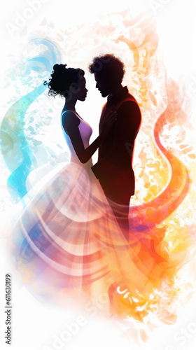 Wallpaper Mural Generative AI - Abstract Futuristic White Background with Fire and Ice Waves Celebrating a Heartwarming Wedding in Rainbow Colors Torontodigital.ca