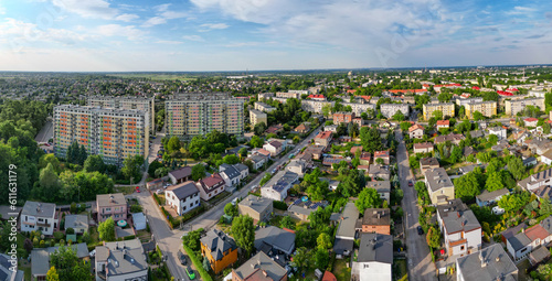 Old post-communism skyscrapers in Pabianice city - Poland 