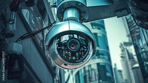 Security camera close-up view, Generative AI