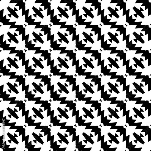  Grunge background with abstract shapes. Black and white texture. Seamless monochrome repeating pattern  for decor, fabric, cloth. © t2k4