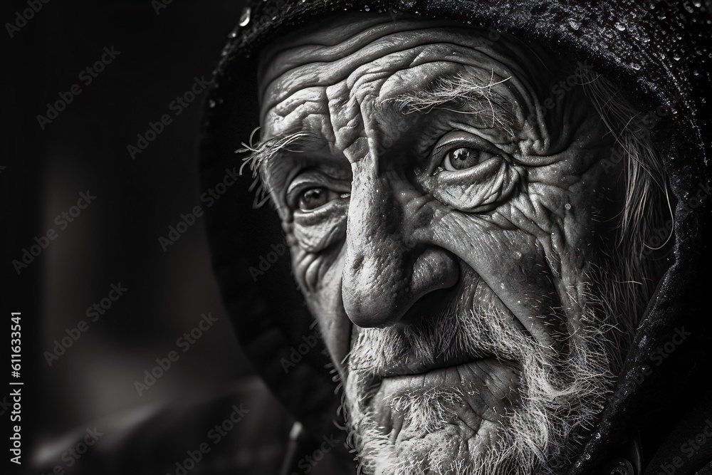 AI generated non existing emotional old man