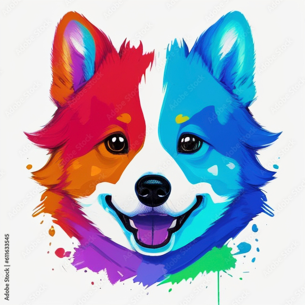 Naklejka premium dog logo, colored, painting, puppy animal Generative AI