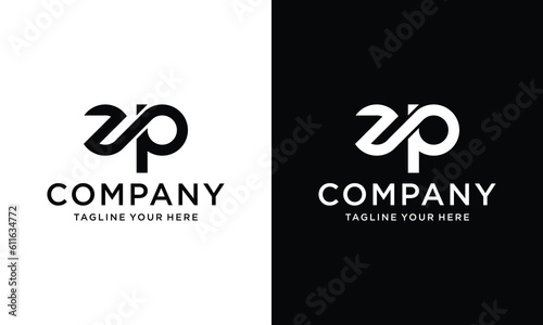 initial letter z and p linked circle monogram logo on a white and black background.