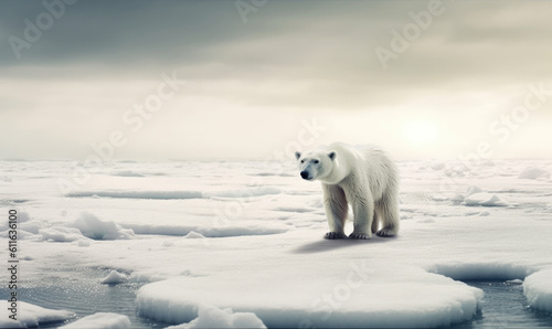 Polar bear Concept of global warning  climate change and dying Earth.