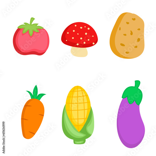 set vegetables vector icon corn potato carrot