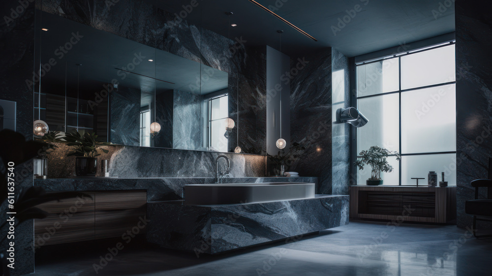Sophisticated Marble Bathroom Sanctuary with LED Illumination and Luxurious Touches