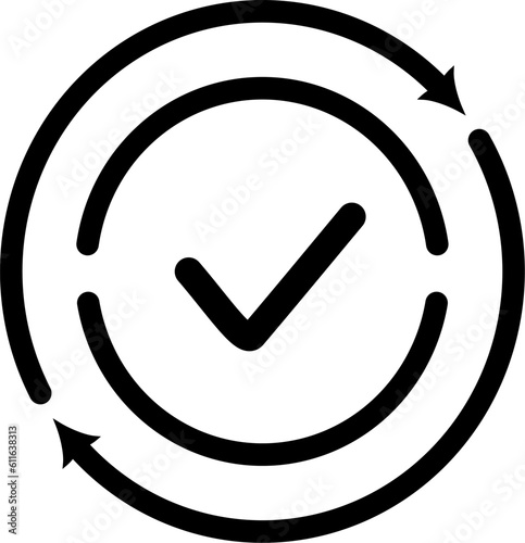 Round convenient icon like easy pay or update. Concept of replace or swap symbol and quality control. Replaceable vector design.