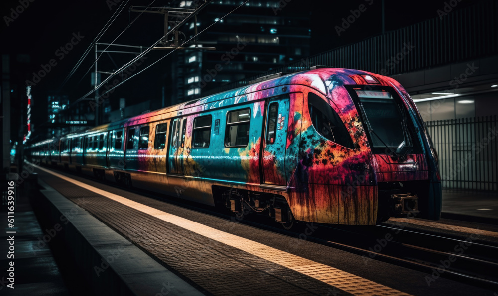 Naklejka premium LOCOMOTORAS FRAFITEADAS EN TOKIO