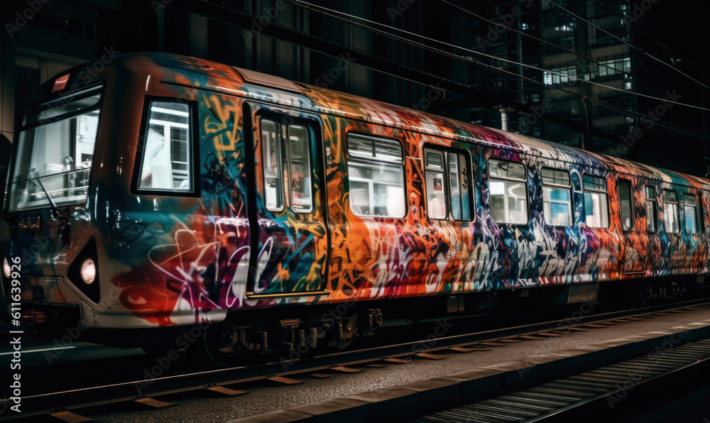 Fototapeta premium LOCOMOTORAS FRAFITEADAS EN TOKIO