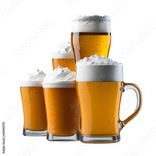 Isolated Mug of Fresh Beer with a Foamy Cap. PNG transparency