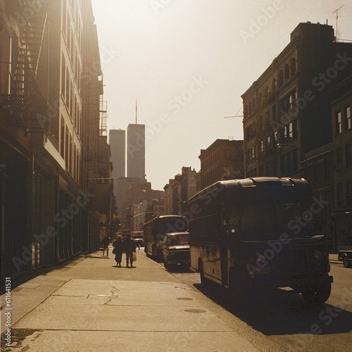 ニューヨーク1992年冬　WTCが見える風景　セピア　フィルムスキャン photo