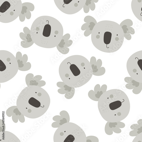 seamless pattern with cartoon koala. colorful vector for kids, flat style. Baby design for fabric, textile, print, wrapper. photo