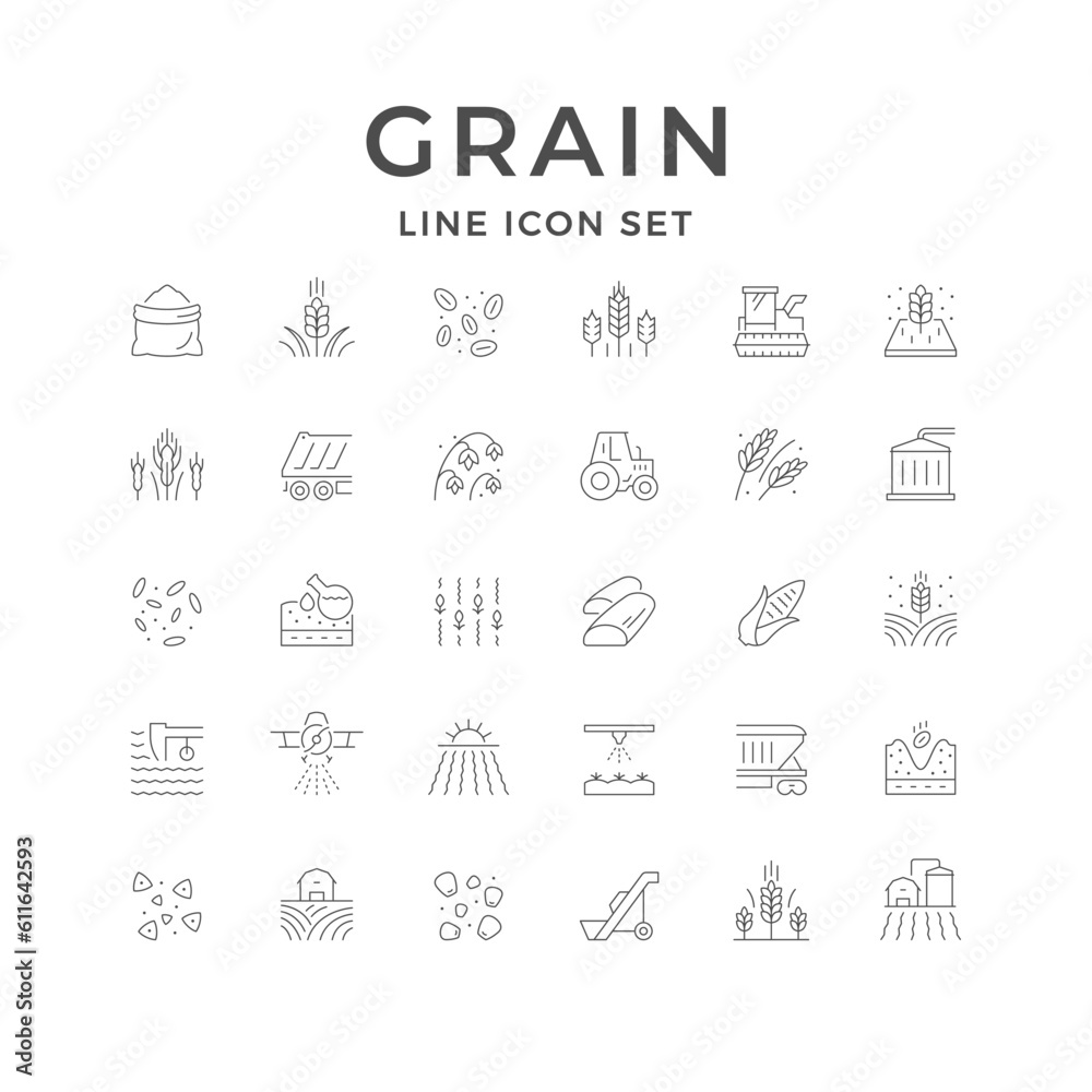 Set line icons of grain Set line icons of grain