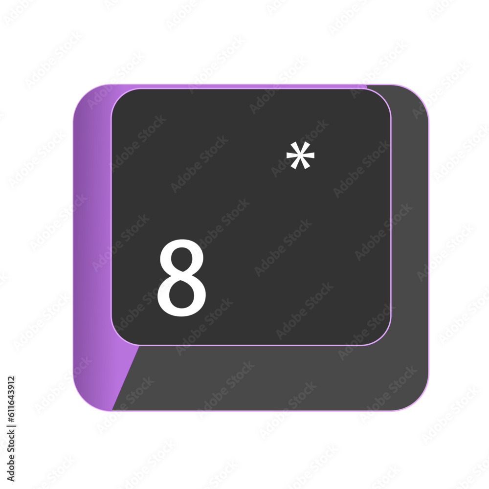 Single vector illustration, 8 AND * button on the keyboard Single vector illustration, 8 AND * button on the keyboard