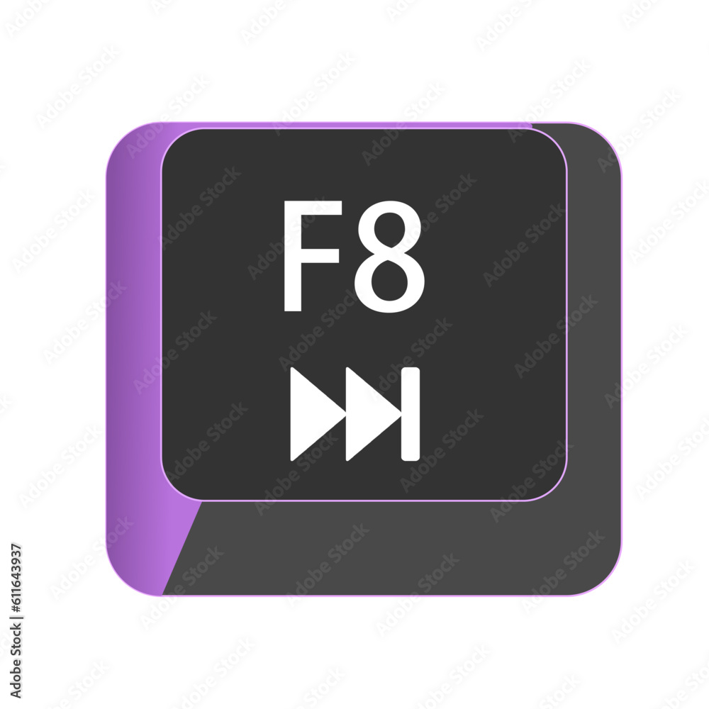 Single vector illustration, F8 button on the keyboard Single vector illustration, F8 button on the keyboard