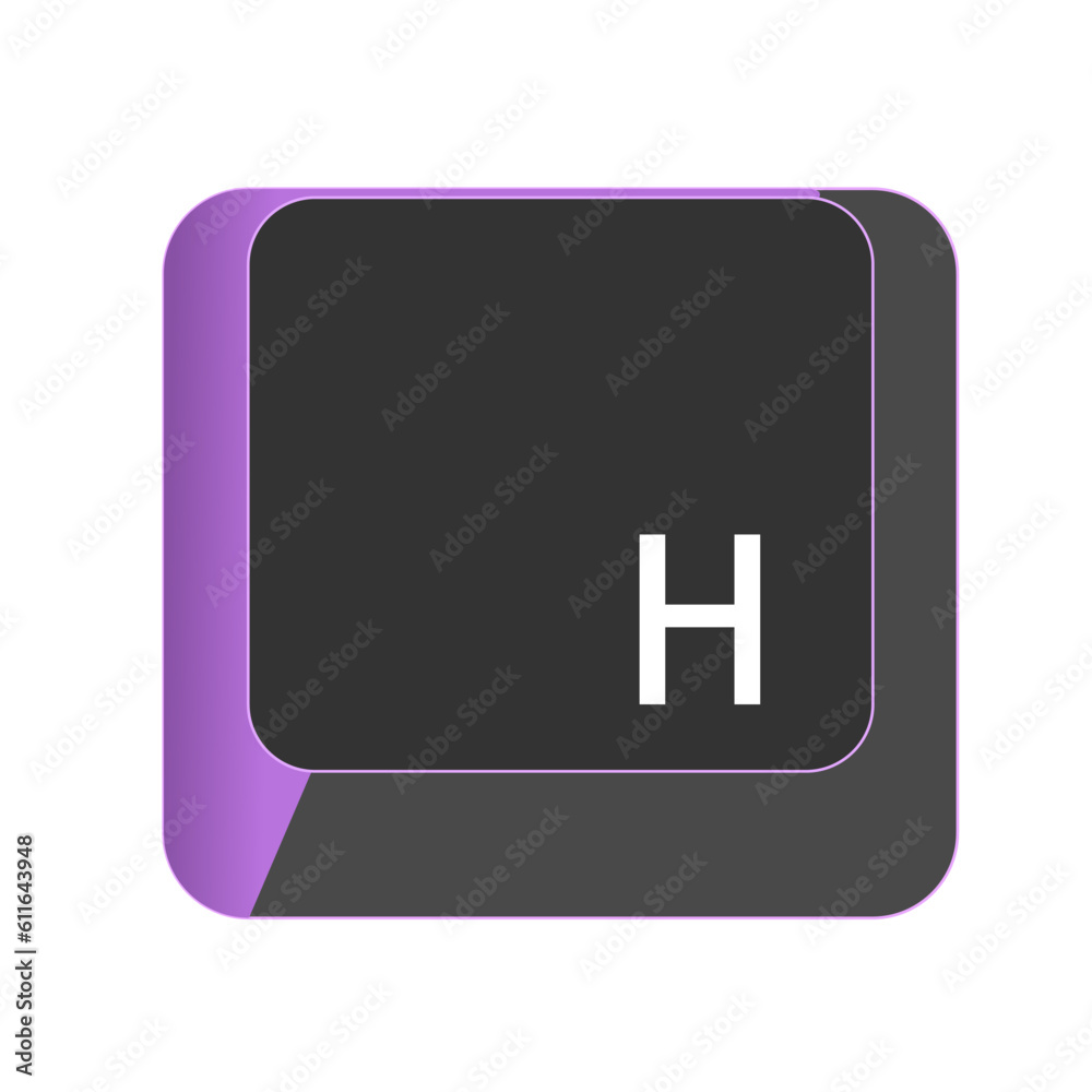 Single vector illustration, H button on the keyboard Single vector illustration, H button on the keyboard