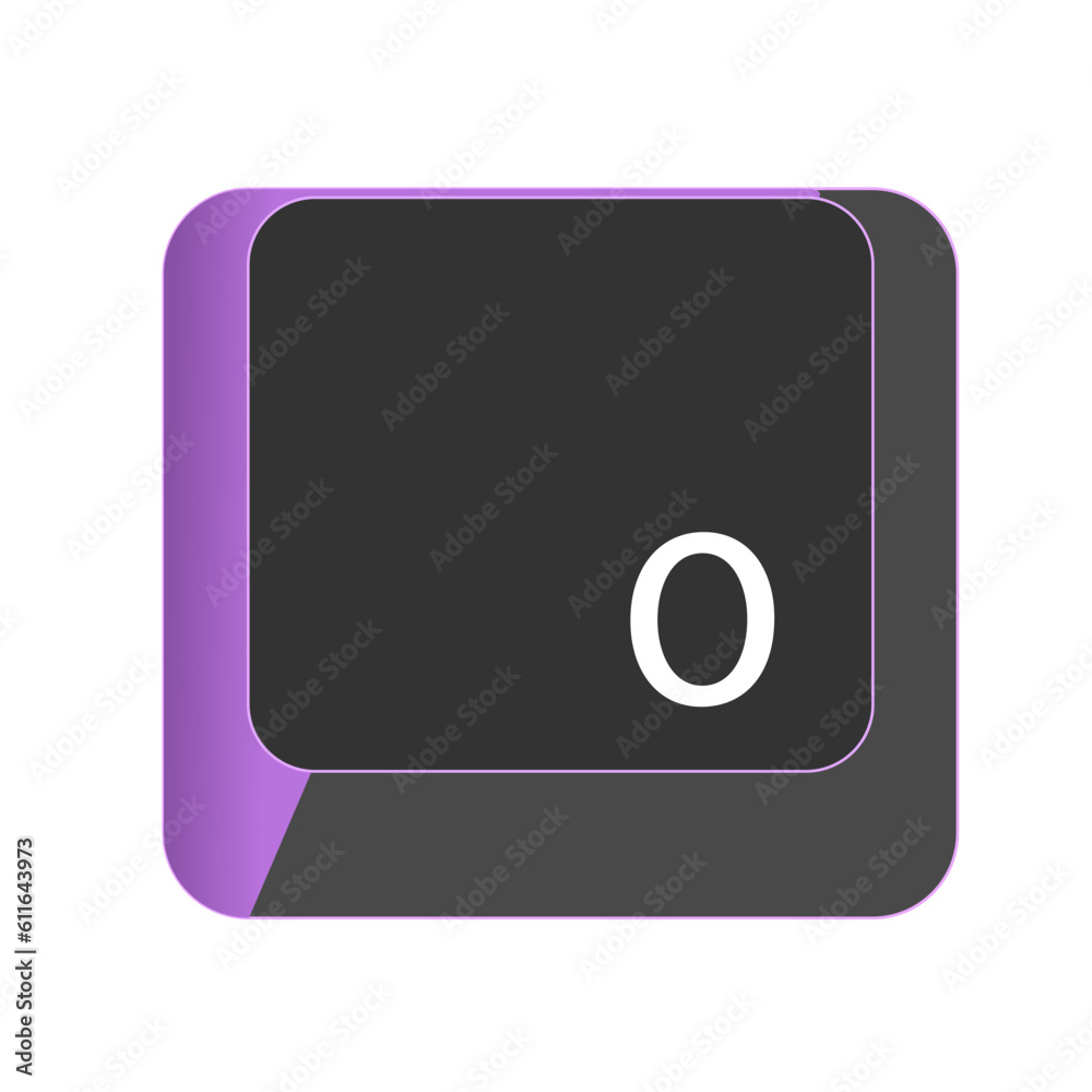 Single vector illustration, O button on the keyboard Single vector illustration, O button on the keyboard