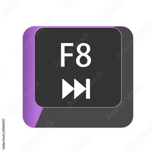 Single vector illustration, F8 button on the keyboard