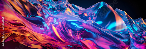 abstract liquid shape, neon hologram, modern design element, iridescent colors,holographic surrealism, on black, AI generated