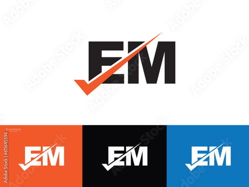Checkmark Running em e&m e m Business Logo Icon Vector