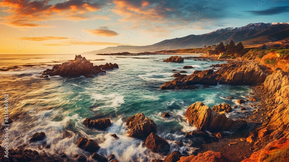 A stunning landscape that captures the beauty of the California coastline, Generative AI