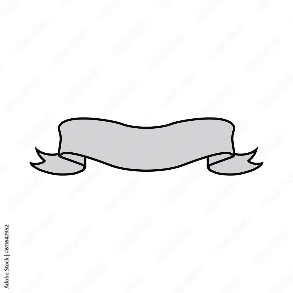 Grey Ribbon Vector, Elegant Banner on White Background for Decoration and Design Grey Ribbon Vector, Elegant Banner on White Background for Decoration and Design