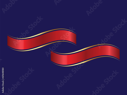 Ribbon with star banner, gold border ribbon vector illustration