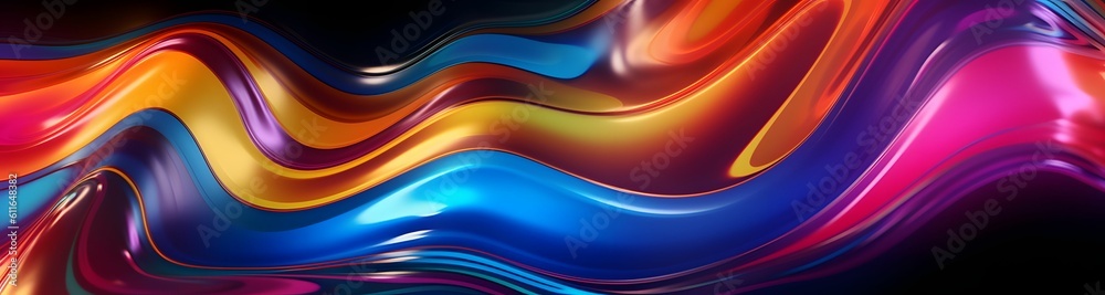 Fototapeta premium Colorful Wavy Liquid Background. 3D and Realistic Abstract Background. Generative AI