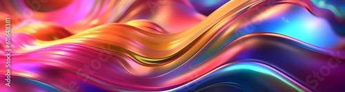 Colorful Wavy Liquid Background. 3D and Realistic Abstract Background. Generative AI
