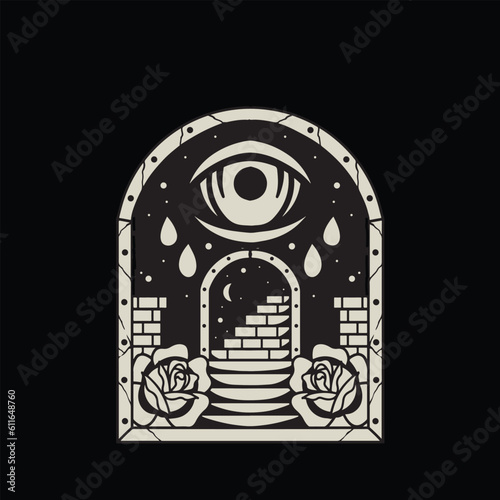 Illuminati symbol for t-shirt Vecktor design illustration of stairs to freedom