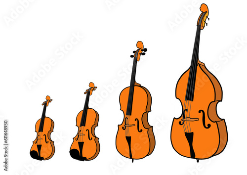 Instrumentos cuerda frotada violín viola violoncello contrabajo