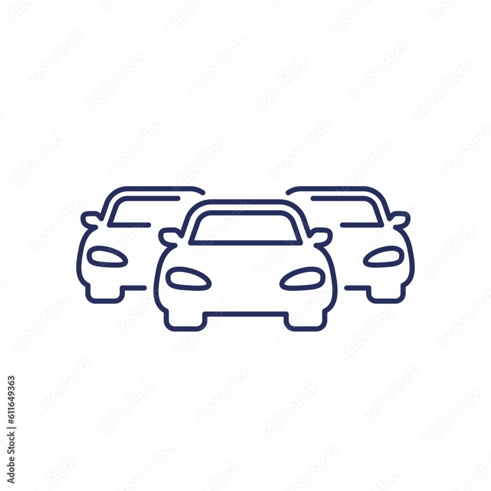 car fleet icon, line vector