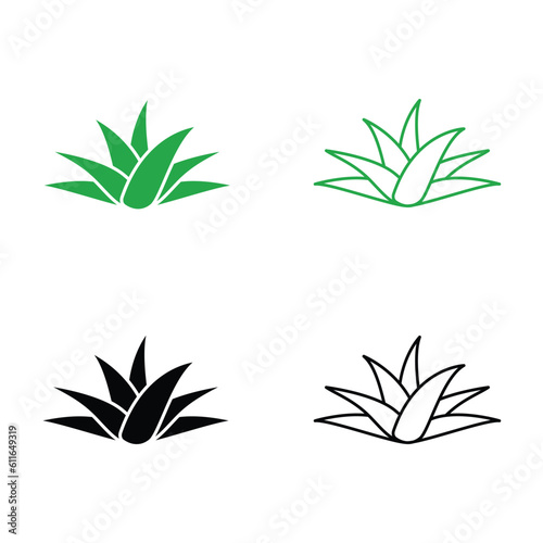 Aloe vera plant icon set 