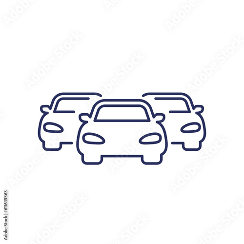 car fleet icon, line vector