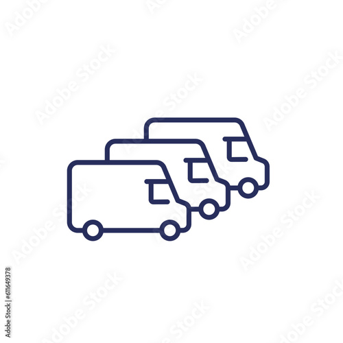 car fleet line icon with vans