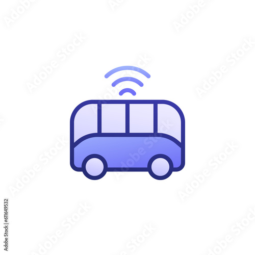 autonomous shuttle bus icon with outline